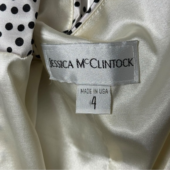 Vtg Jessica McClintock Polkadot Mini Dress Size 4 Formal Ruched Halter 90s Y2K - Picture 4 of 10